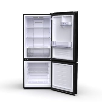 Stort 165L 12V 24V kompressorkylskåp svart inredning