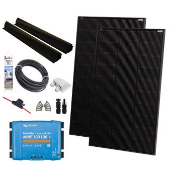 Solceller för husbil 330W (2st 165W paneler) svarta fästen